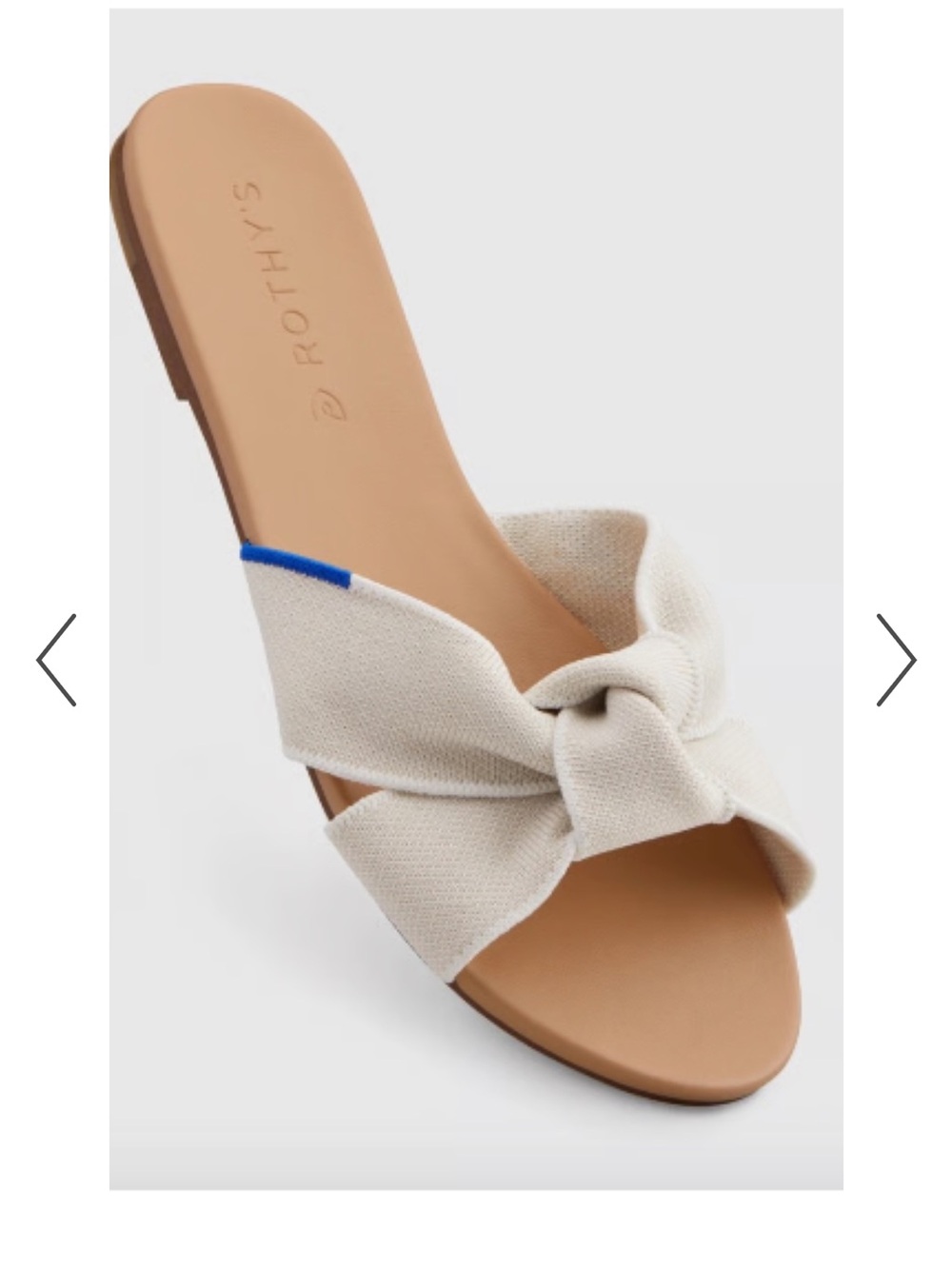 Rothy’s The Knot Flat Slide Sandals Sand Cream Knit Slip On 6.5